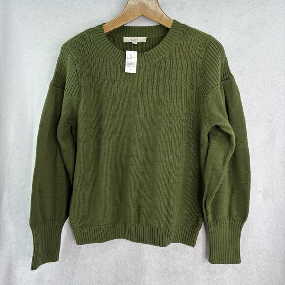 LOFT Sweaters - LOFT Women’s Sz XL Green Crew Neck Balloon Sleeve Pullover Knit Sweater Cozy NWT